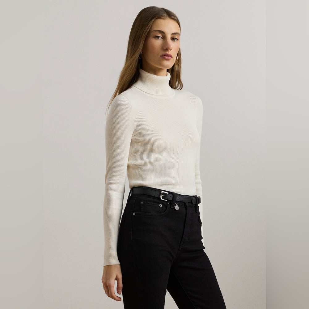 Lauren Ralph Lauren Ribbed Turtleneck Sweater - Mascarpone Cream -  NWT